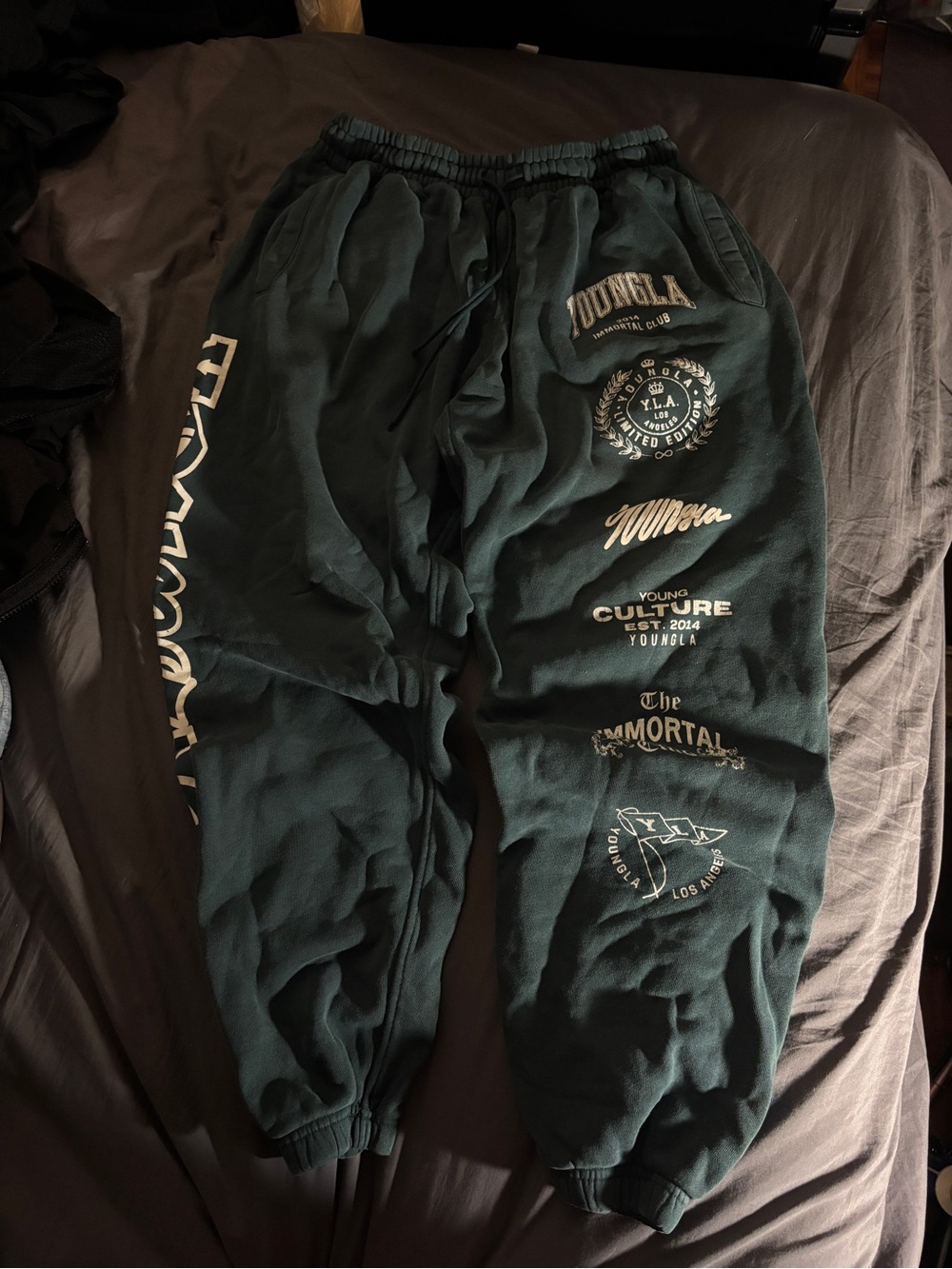 Dark Green YoungLA Graphic Sweatpants
